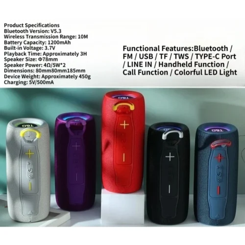 Alternative view of TG682 Portable Bluetooth Speaker - Powerful Bass, FM Radio & TF Card Support