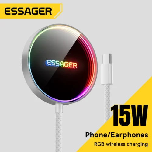 Alternative view of ESSAGER Magnetic Wireless Charger with RGB Fast Charging for iPhone 13-17