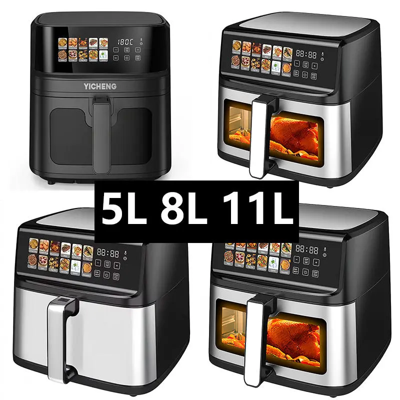 Stainless Steel Digital Air Fryer with Touch Screen - Oil-Free Cooking, Available in 5L, 6L, 8L, 11L Sizes - Image 3
