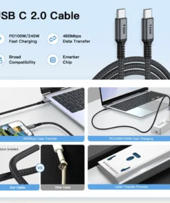 Alternative view of UNIEAN 240W USB Type-C Fast Charging Cable (5A) for iPhone