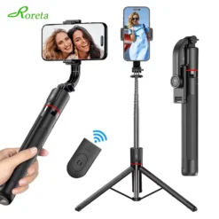 Wireless Tripod Stand with Bluetooth Remote, Extendable Selfie Stick for Mobile Phone and TikTok Live Streaming