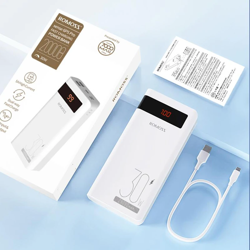 Romoss 20000mAh Power Bank - 30W Fast Charging Portable Charger for iPhone and Xiaomi - Image 6