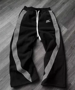 Y2K Casual Camo Jogging Pants for Men and Women - Drawstring, Embroidered Design