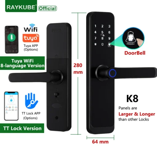 Smart Door Lock with Bluetooth, WiFi, and Fingerprint Access for Keyless Entry - Image 7