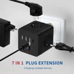 Alternative view of 7-in-1 Power Strip with Surge Protection, USB and Type-C Charging for Multiple Devices