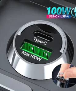 100W USB Car Charger Lighter Fast Charging USB Type C Car Phone Charger Adapter for iPhone Xiaomi Samsung Quick Charge 3.0 QC3.0