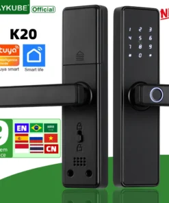 RAYKUBE Biometric Fingerprint Door Lock - 9 Languages, Tuya App, IC Card, Password, Key Unlock