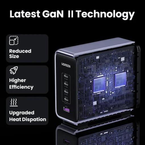 UGREEN 300W GaN Charger Desktop Charging Station with 140W Max Single Port PD3.1 Fast Charging for MacBook Pro and iPad - Image 4