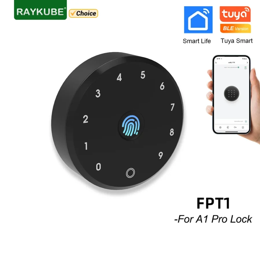 RAYKUBE Wireless Fingerprint Digital Keypad Lock - No-Dig Installation - Image 7