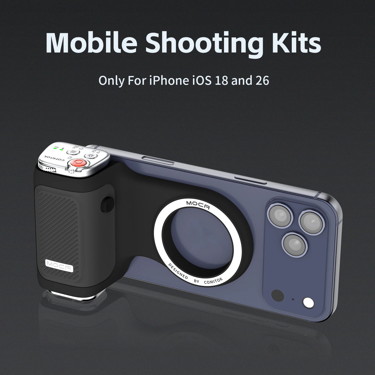 COMITOK Magnetic Phone Grip with Remote Control Portable Shooting Handle for iPhone Vlog Videos, Easy One-Hand Operation