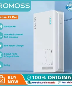 ROMOSS 10000mAh Power Bank with 30W USB Type-C Fast Charge for Xiaomi and iPhone