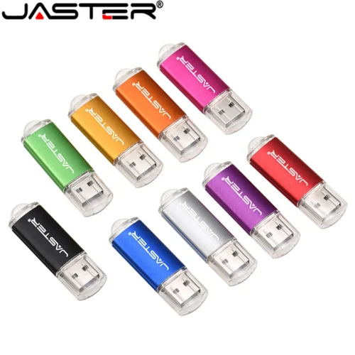 JASTER USB 2.0 Flash Drive with Key Chain - 128GB, 64GB, 32GB, 16GB, 8GB Options - 9 Colors Available