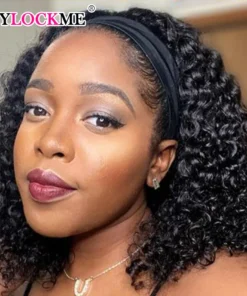 Alternative view of Headband Wig Human Hair Kinky Curly MYLOCKME No Glue Full Machine Made Brazilian Remy Human Hair Wigs For Women 180% Density