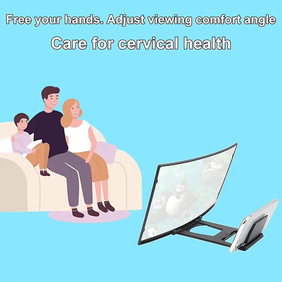 12 Inch Mobile Phone Screen Enlarged Bracket Display ABS Shell Acrylic Lens Reduce Radiation Curved 3D Magnifier Stand - Image 3