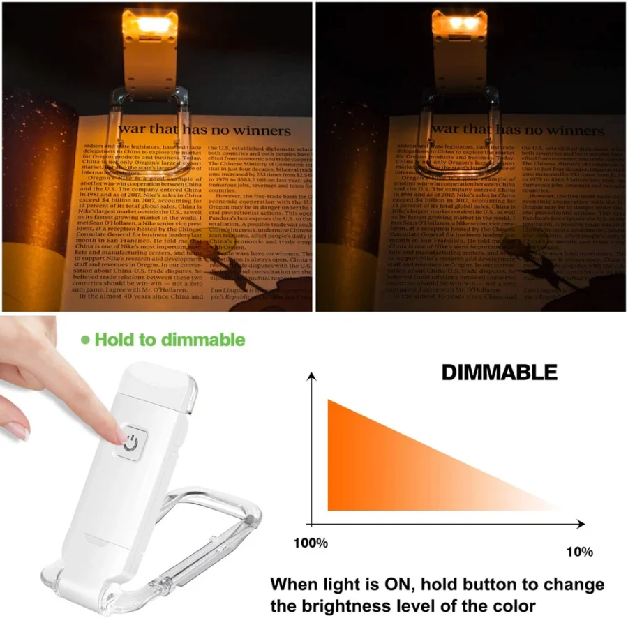 Mini Light Reading Clip Light LED Small Night Light USB Charging Adjustable Brightness Eye Protection Portable - Image 3