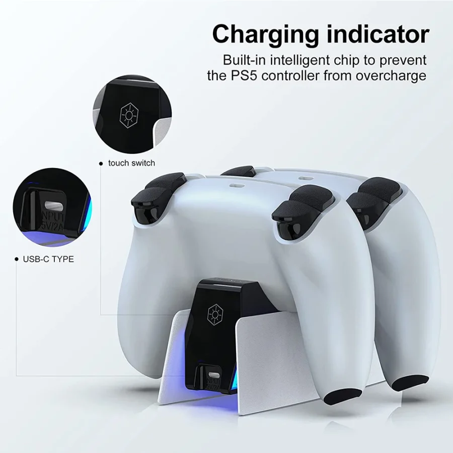 for PS5 Type-C DualSense Charging Station Dual Charging Dock Charger Stand for PlayStation 5 DualSense Wireless Game Controller - Image 5