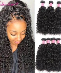 Alternative view of Malaysian Curly Human Hair Bundles Natural Color 8"-26" Ali Julia Remy Human Hair Weave Extensions 1/3/4 Pcs Curly Hair Bundles
