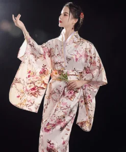 Alternative view of Vintage Japanese Yukata Kimono with Obi for Women - Evening Dress and Cosplay Costume