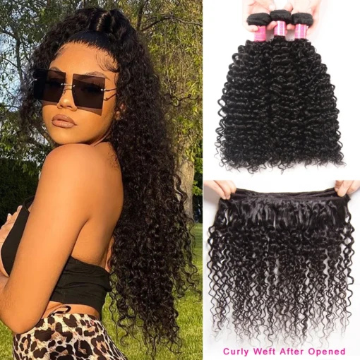 Malaysian Curly Human Hair Bundles Natural Color 8"-26" Remy Extensions for Weave - Image 3