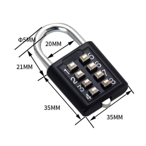 Zinc Alloy Combination Padlock with 8-Digit Code for Luggage and Travel Security - Image 3
