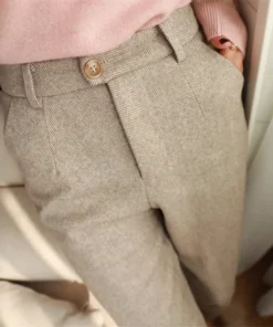 Alternative view of Woolen Pants Women's Harem Pencil Pants 2024 Autumn Winter High Waisted Casual Suit Pants Office Lady Women Trousers