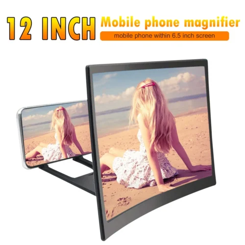Alternative view of 12 Inch Mobile Phone Screen Enlarged Bracket Display ABS Shell Acrylic Lens Reduce Radiation Curved 3D Magnifier Stand