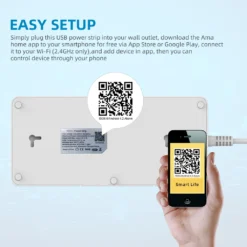 Alternative view of Smart Wifi Power Strip with 4 USB Charging Ports and Bluetooth Control for Alexa and Google Home
