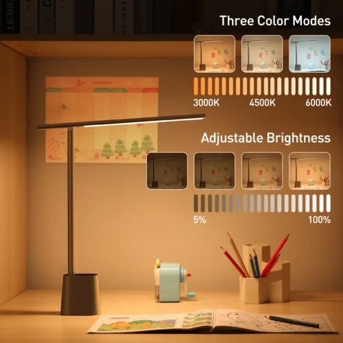 Alternative view of Baseus LED Desk Lamp Eye Protection Study Dimmable Office Light Foldable Table Lamp Smart Adaptive Brightness Bedside Read Lamp