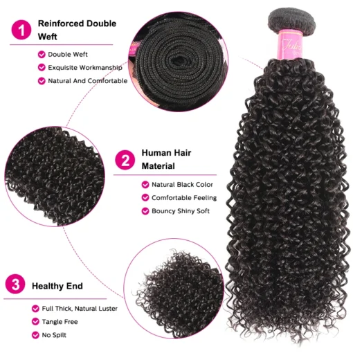 Malaysian Curly Human Hair Bundles Natural Color 8"-26" Remy Extensions for Weave - Image 5