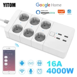 Smart Wifi Power Strip with 4 USB Charging Ports and Bluetooth Control for Alexa and Google Home