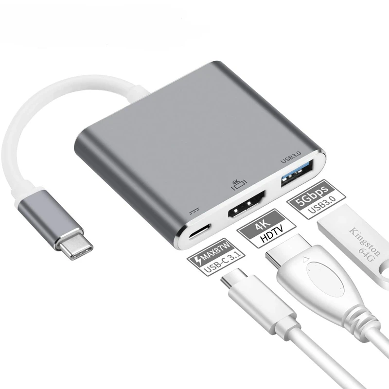 USB C Hub with 4K HDMI-Compatible Output and USB 3.0 PD Charging for MacBook, iPad, and Samsung Devices - Image 3