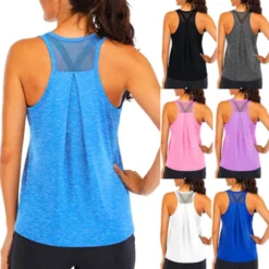 Yoga Shirt Quick-Drying Loose Sleeveless Tee for Women Fitness and Running