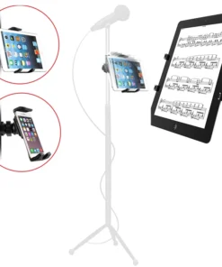 Alternative view of ABC Tablet and Phone Holder for Microphone Stand, Compatible with Apple iPad and iPhone (4.5-12.9")