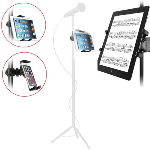 Alternative view of ABC Tablet and Phone Holder for Microphone Stand, Compatible with Apple iPad and iPhone (4.5-12.9")