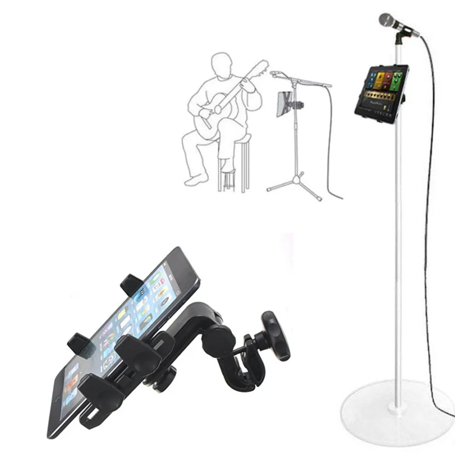ABC Tablet and Phone Holder for Microphone Stand, Compatible with Apple iPad and iPhone (4.5-12.9") - Image 3