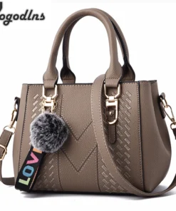 Embroidery Messenger Bags Women Leather Handbags Bags for Women Sac a Main Ladies hair ball Hand Bag