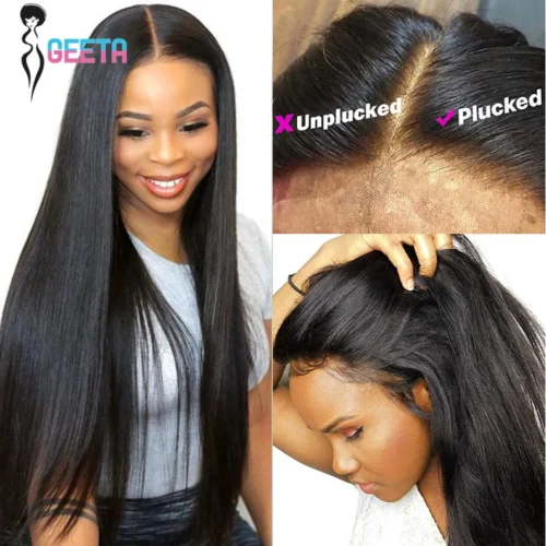 Alternative view of Hd Lace Frontal Wig 13x6 13x4 Lace Front Wig Human Hair 30Inch Bone Straight Transparent Lace Human Hair Wigs 4x4 HD Closure Wig