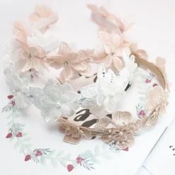 Alternative view of Lace Flower Hair Accessory Headband with Pink Silk for Little Princesses