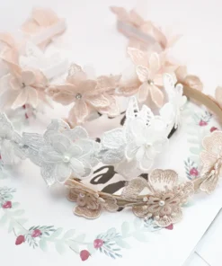 Alternative view of New Little Princess Birthday Crown Lace Flower Hair Accessories Headband Headwear Pink Silk Lace Flower Baby Hairbands Headbands