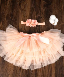Alternative view of Baby Girls Tulle Tutu Skirt and Headband Set - Rainbow 2-Piece Diaper Cover