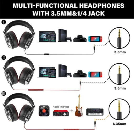 Over-Ear DJ Headphones with Microphone - HiFi Monitor for Phone and PC - Image 5