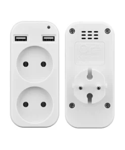 Alternative view of 2023 EU Plug Power Strip Adapter Wall Double Socket Portable 2 USB Port for Mobile Phones 1200W 250V, for Smartphones Tablets
