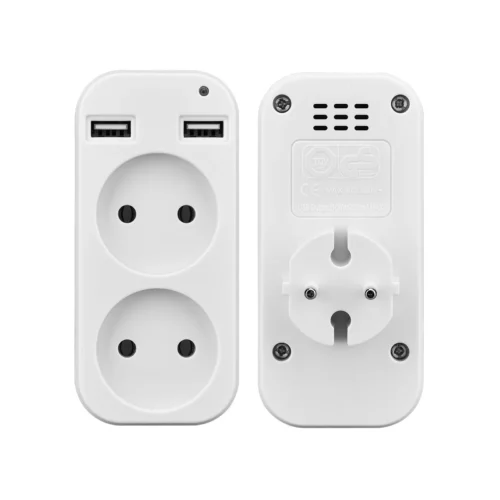 Alternative view of 2023 EU Plug Power Strip Adapter Wall Double Socket Portable 2 USB Port for Mobile Phones 1200W 250V, for Smartphones Tablets