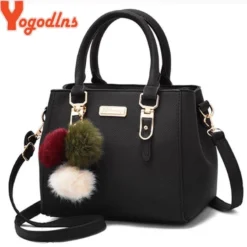 Alternative view of Women's Beading Pendant Handbag with Embossed Design and Hairball Detail