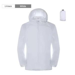 Outdoor Waterproof Rain Jacket with Quick Dry and Sun Protection for Men and Women - Unisex-White, S