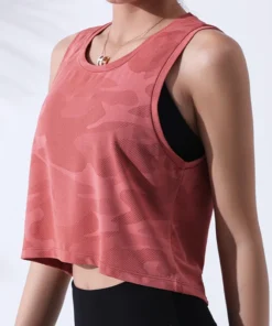 Alternative view of Women Camouflage Running Vest Fitness Crop Top Sleeveless Mesh Yoga Shirts Breathable Workout Gym Tank Tops Female Sportswear