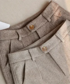 Woolen Pants Women's Harem Pencil Pants 2024 Autumn Winter High Waisted Casual Suit Pants Office Lady Women Trousers