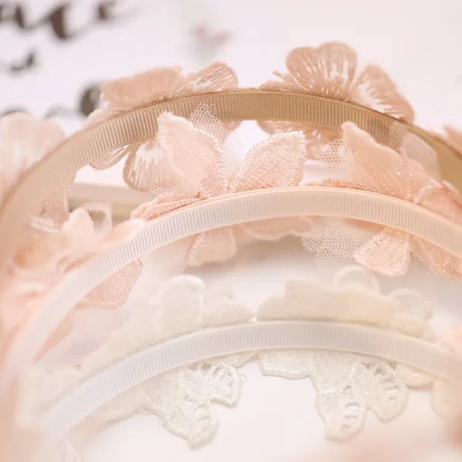 Lace Flower Hair Accessory Headband with Pink Silk for Little Princesses - Image 4