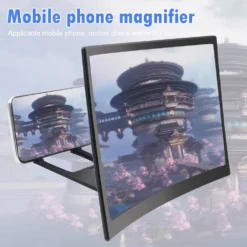 Mobile Phone Screen Magnifier Stand with Curved 3D Lens and ABS Shell for Enhanced Viewing