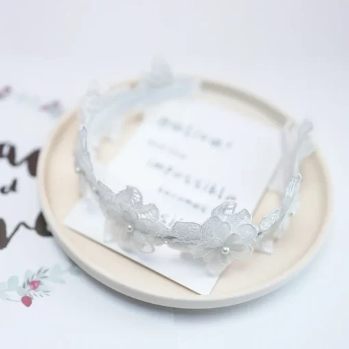 Lace Flower Hair Accessory Headband with Pink Silk for Little Princesses - Image 5